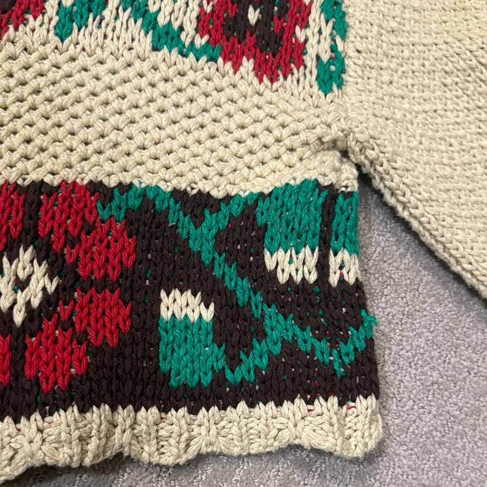 Free People Julie Girl Cream and Red Floral Knit Poncho - Picture 5 of 7
